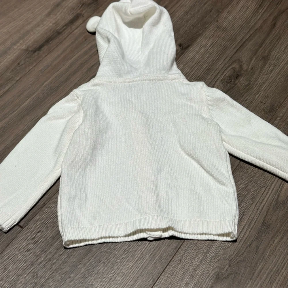 Carter's Hooded Animal Ears White Knit Hooded Baby Sweater